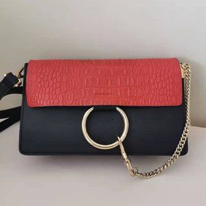 Real leather Crossbody bag in Red and Black